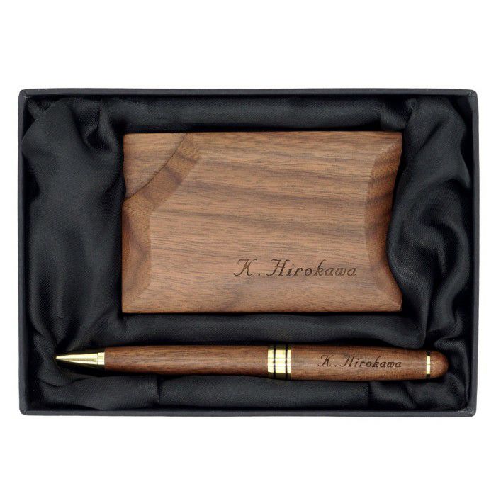 木製ボールペン&不思議な木製名刺入れギフトセット