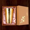 燕製 桜柄2重ステンレス ゴールドタンブラー300ml