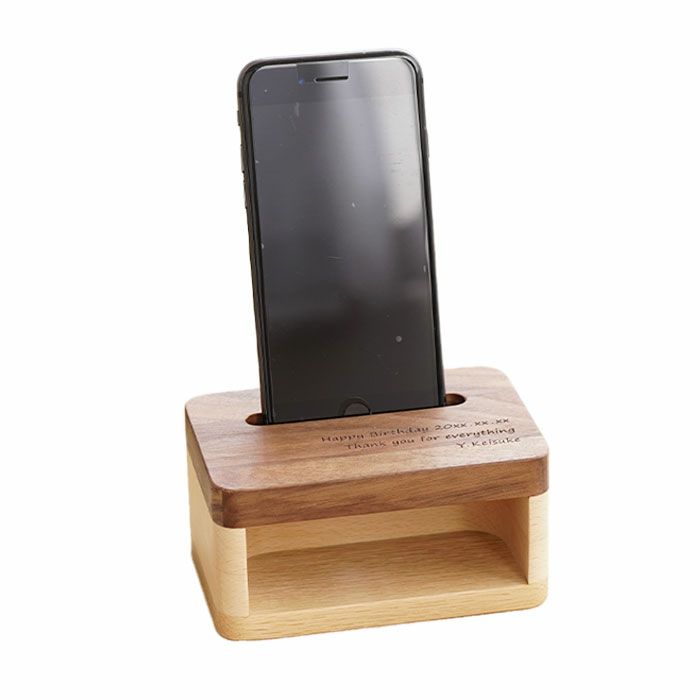 木製スマホスタンド スピーカー