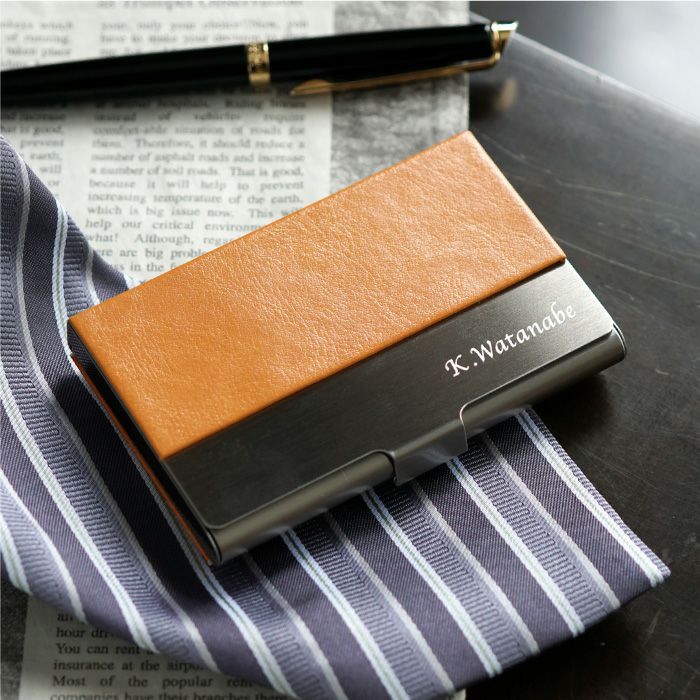 異素材名刺入れ レザー調×ステンレス