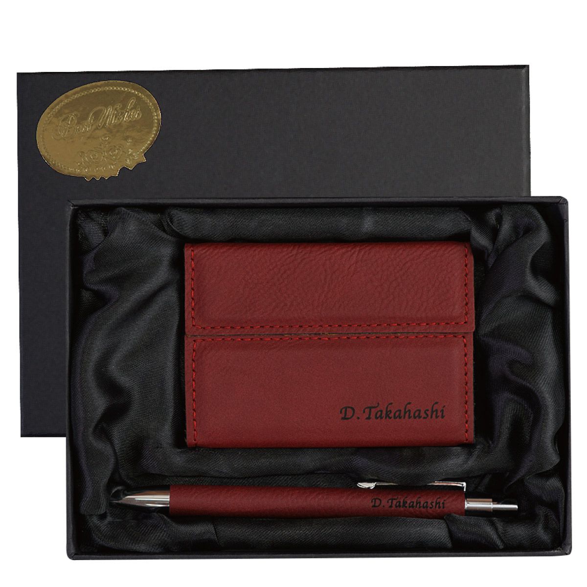 シンセティックレザー名刺入れ&ボールペン2点セット
