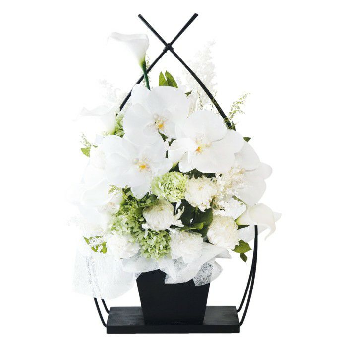 『お供え花かご 胡蝶蘭』プリザーブドフラワー