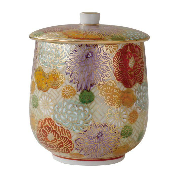 九谷焼 金花詰め 蓋付湯呑み 単品