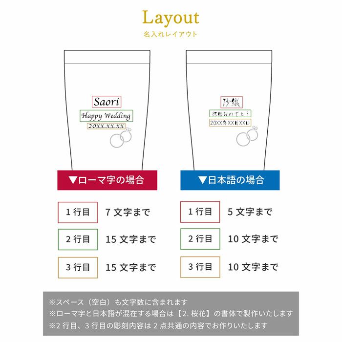 ゴールドステンレスタンブラーダブルリングハート桜スマイルペア