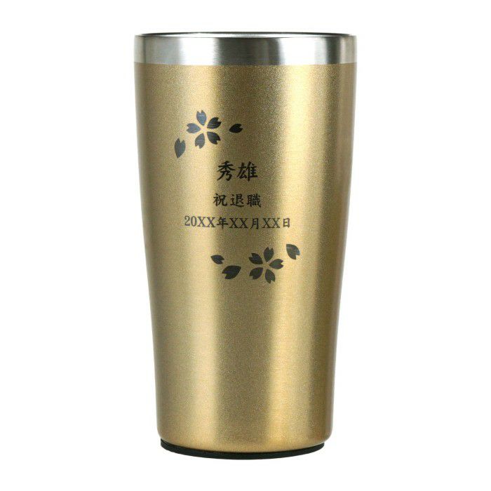 ゴールド真空断熱ステンレスタンブラー 桜 日本語ver 450ml
