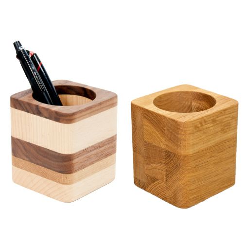 無垢材ペン立て角 サークル