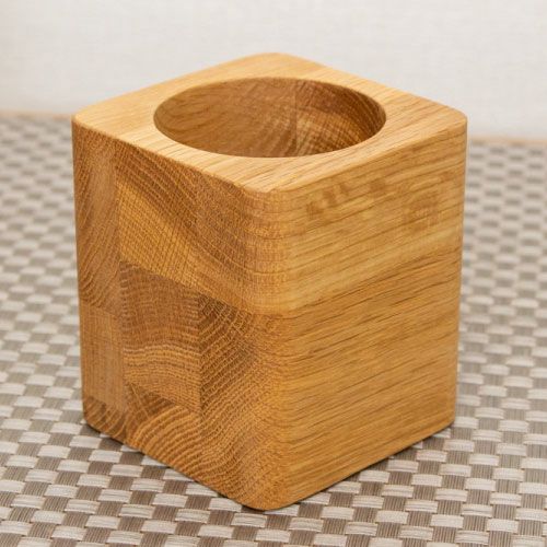 無垢材ペン立て角 サークル