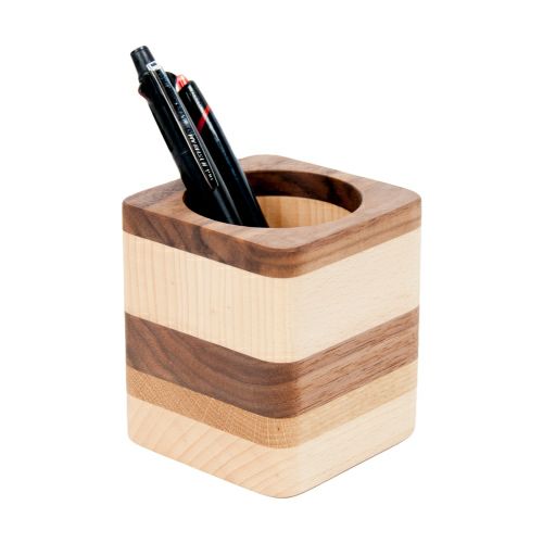 無垢材ペン立て角 サークル