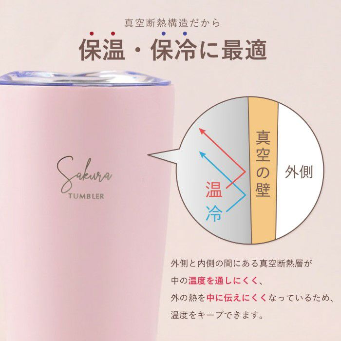 オリジナル保温保冷フタ付きタンブラー真空二重構造350ml