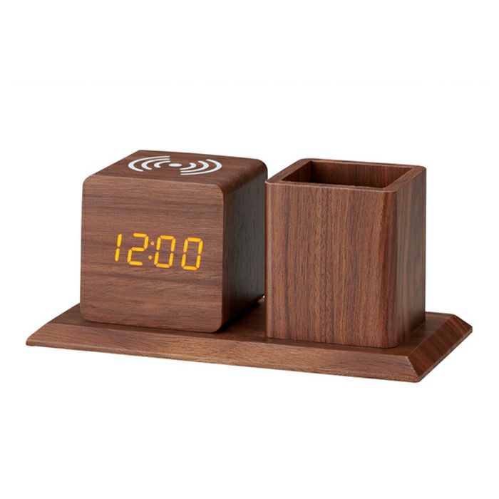 ペンホルダー付ワイヤレス充電クロック