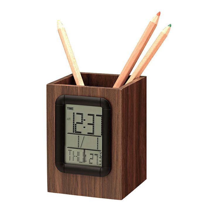 ウッド調ペンスタンドクロック