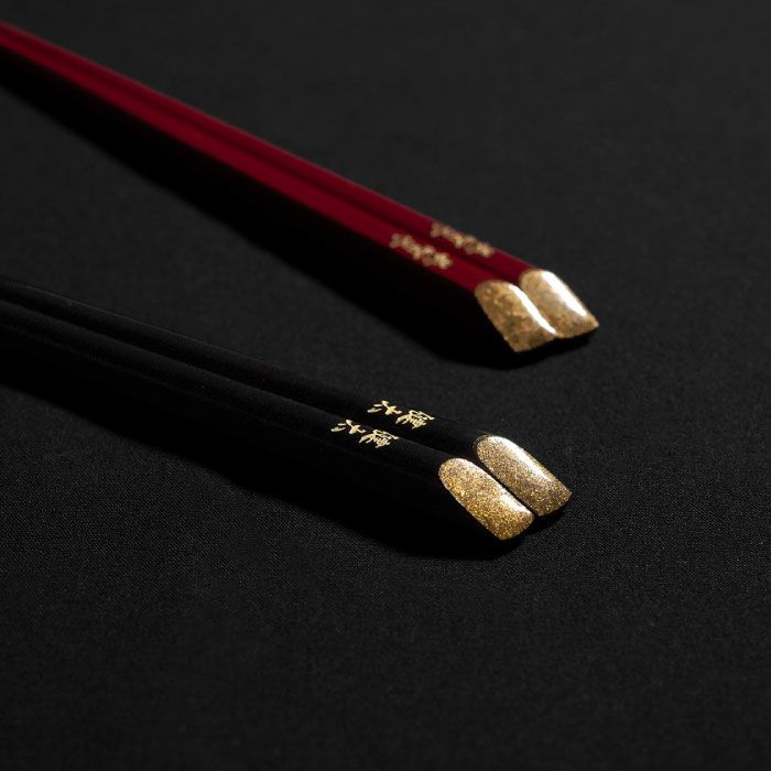 天削金乾漆箸ペア