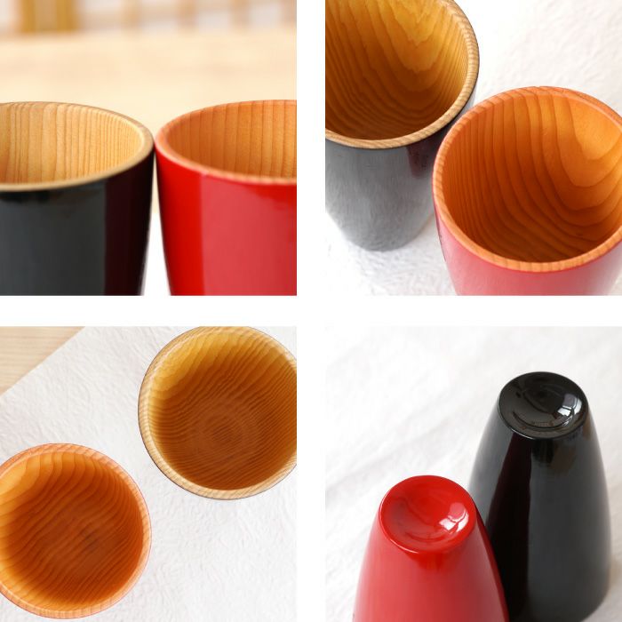 天然杉タンブラー 単色 （紅色・漆黒）