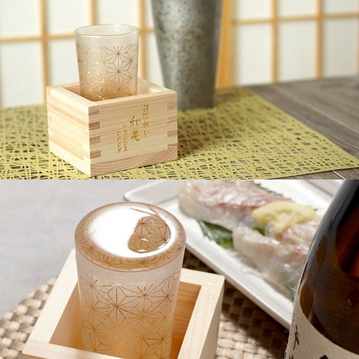  選べる久保田・八海山 720ml＆和小紋グラスと枡のこぼれ酒セット