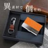 グロスメタルキーリング＆ステンレス＋レザー調 異素材 名刺入れセット