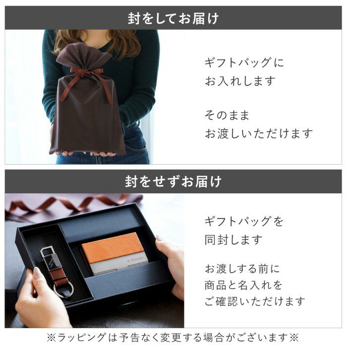 グロスメタルキーリング＆ステンレス＋レザー調 異素材 名刺入れセット