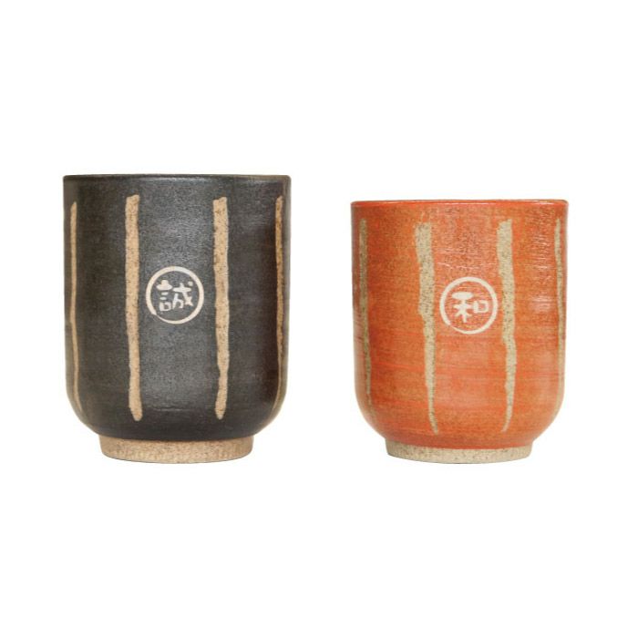 日本製 棒縞モダン 湯呑み