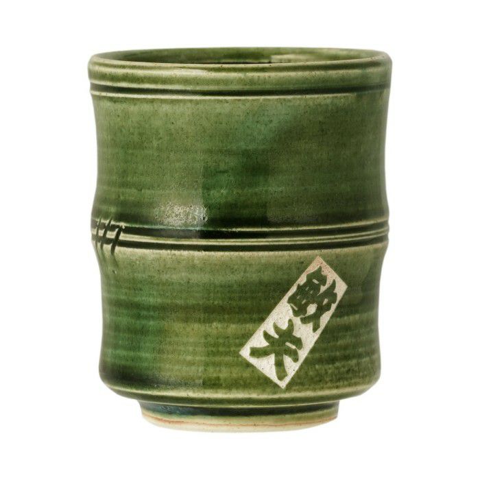 美濃焼 織部 竹筋湯呑 【単品】