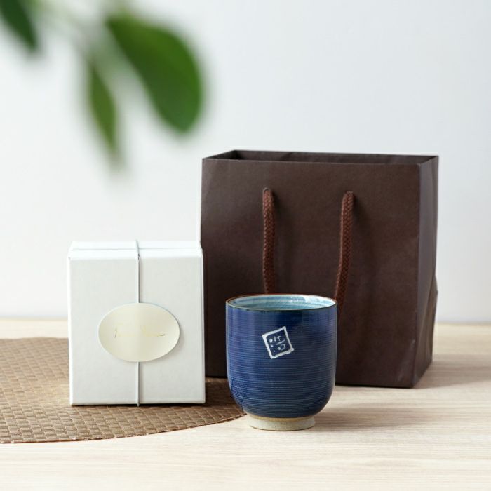 有田焼湯呑[粉引千段]　単品