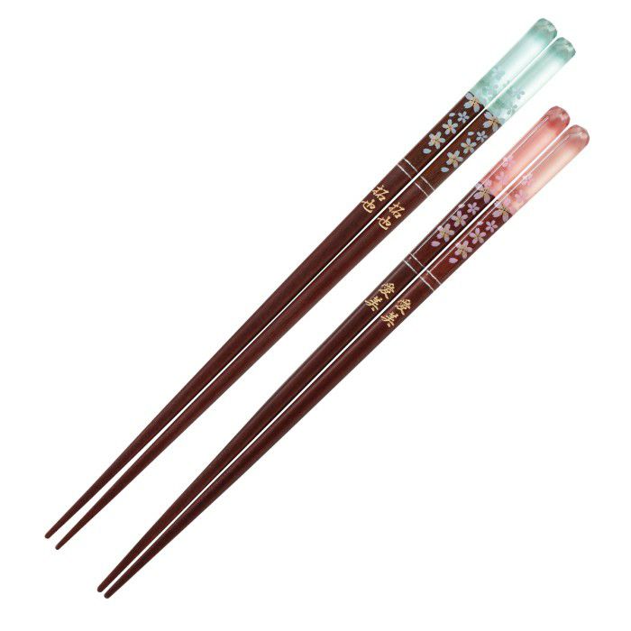 天然木・日本製 クリア桜花箸 ペア 2膳