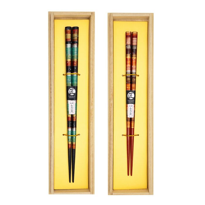 天然木・日本製 若狭塗・孔雀 縁起箸 （1膳）