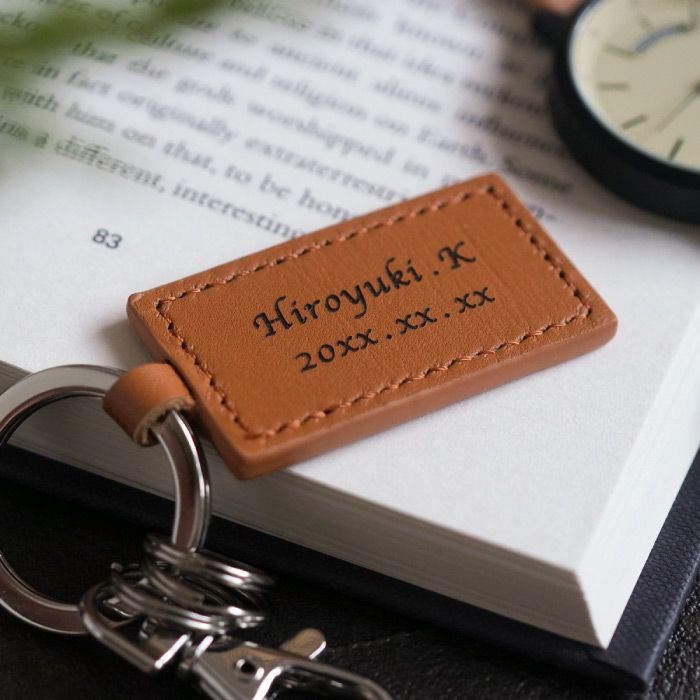 スクエアレザーキーホルダー　単品