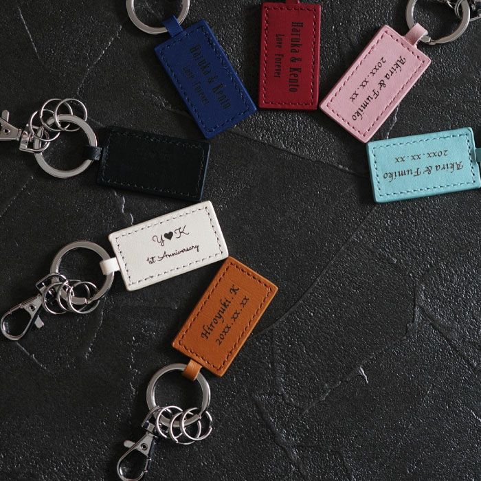 スクエアレザーキーホルダー　単品