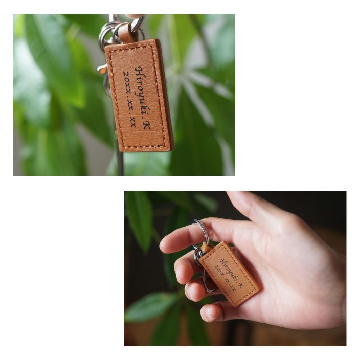 スクエアレザーキーホルダー　単品