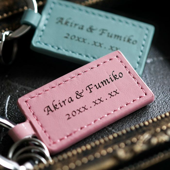 スクエアレザーキーホルダー　ペア