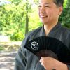 天然石チャーム付き扇子