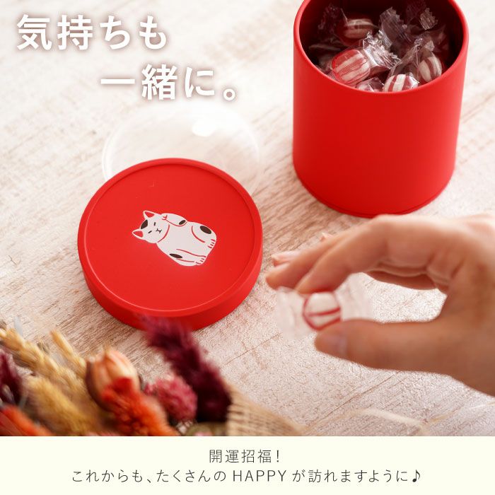 縁起 缶 M ( 紅白飴 )