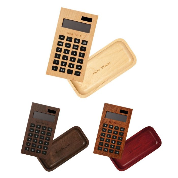 木製電卓＆木製キャッシュトレイ セット