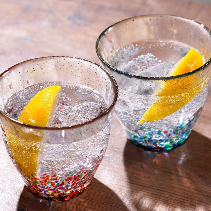 津軽びいどろ金彩ロックグラス