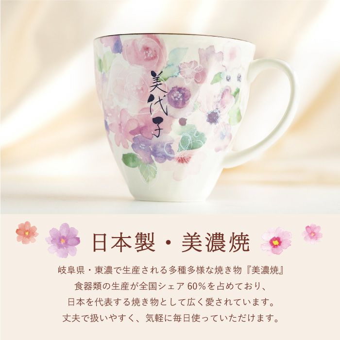 美濃焼 花柄 マグカップ 単品