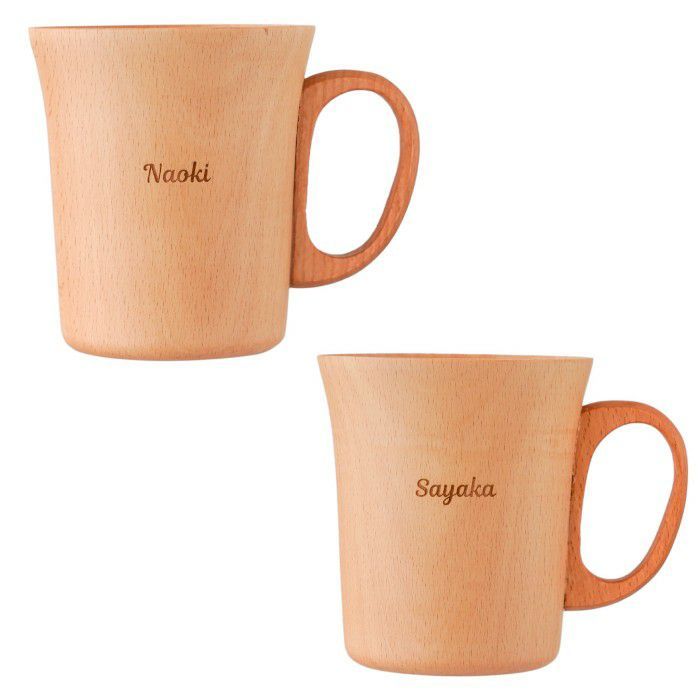 ナチュラル木製マグカップ ペア