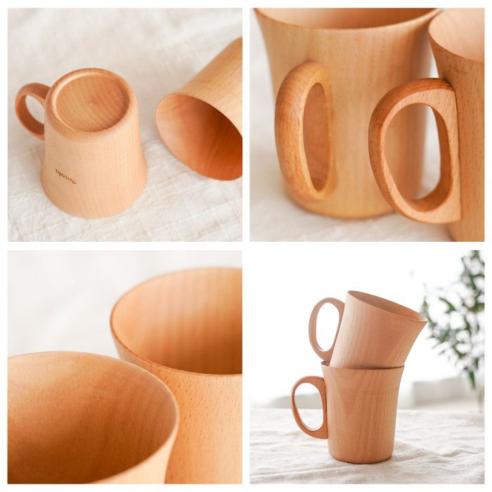 ナチュラル木製マグカップ ペア