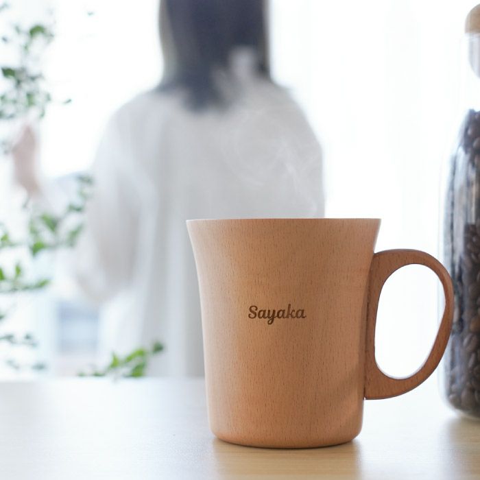 ナチュラル木製マグカップ ペア