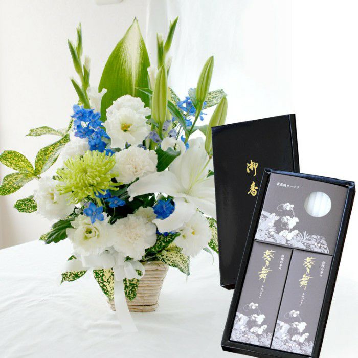 お供え花とお線香＆ろうそく ギフトセット・AB