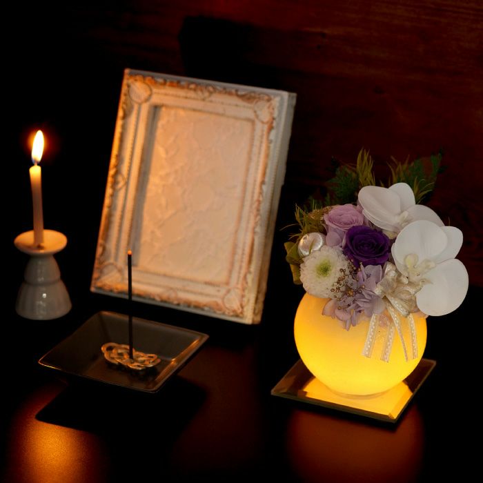 やさしく灯るお供え　ミラー付LEDキャンドル