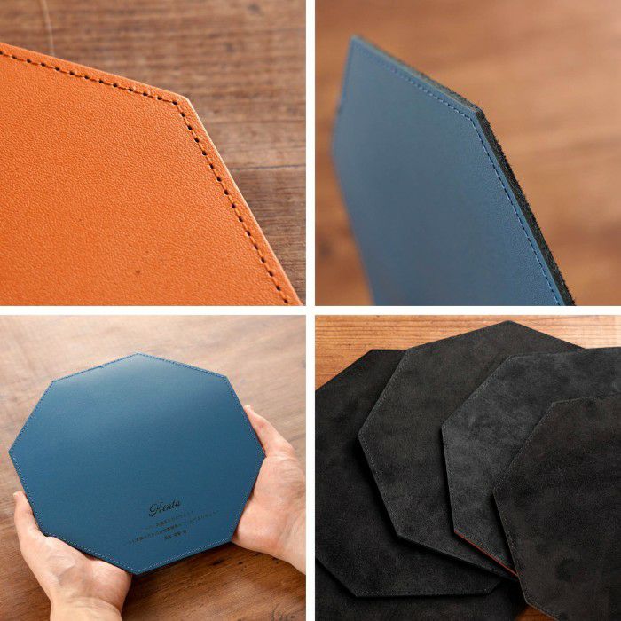 八角 本革 マウスパッド