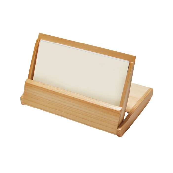 カードスタンドにもなるヒノキの名刺入れ